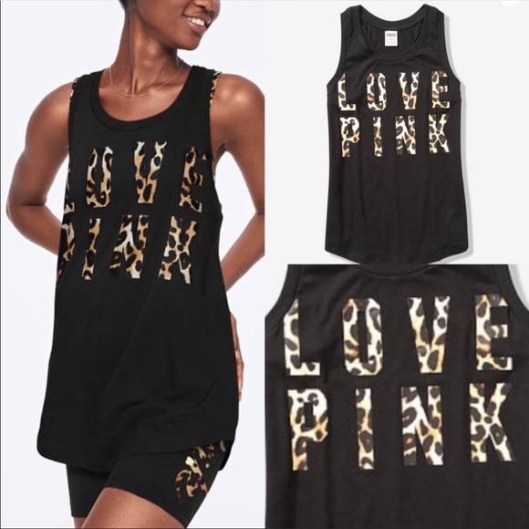 PINK Victoria's Secret | Tops | Vs Pink Leopard Print Love Pink Muscle Tank  | Poshmark